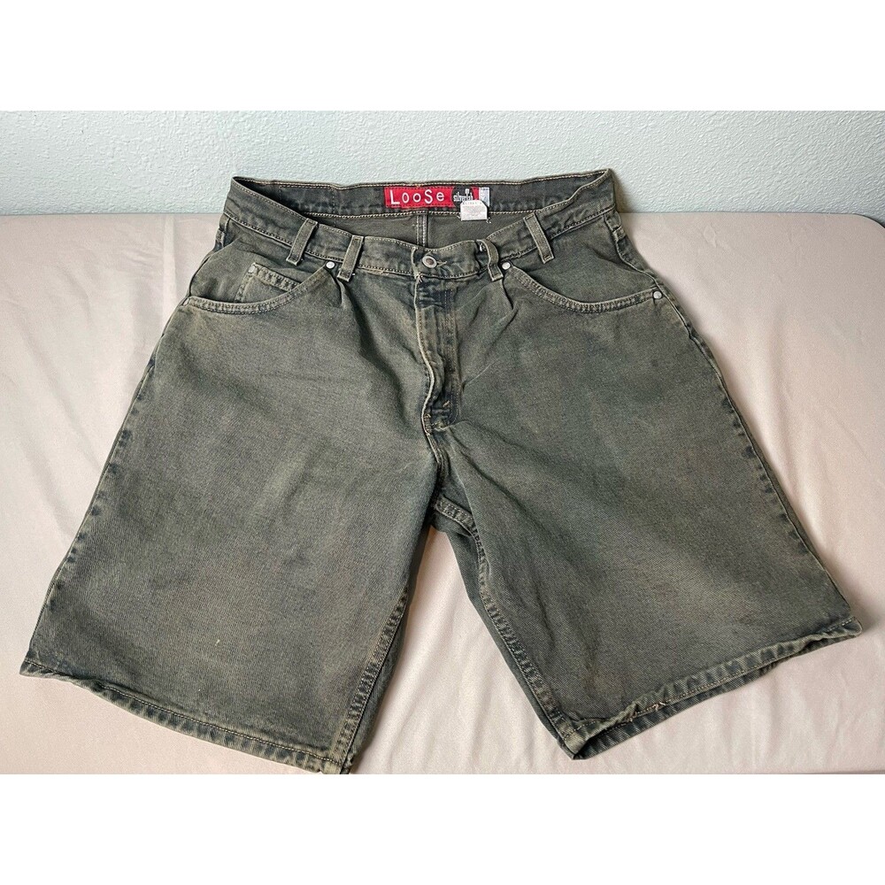 Vintage 90s Levi's SilverTab Shorts Men 36 Green Gray Denim Loose Baggy USA